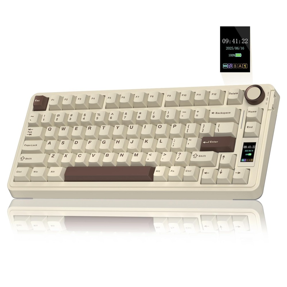 AULA S75 Pro 75% Wireless Mechanical Gaming Keyboard RGB Hot-Swappable Cream